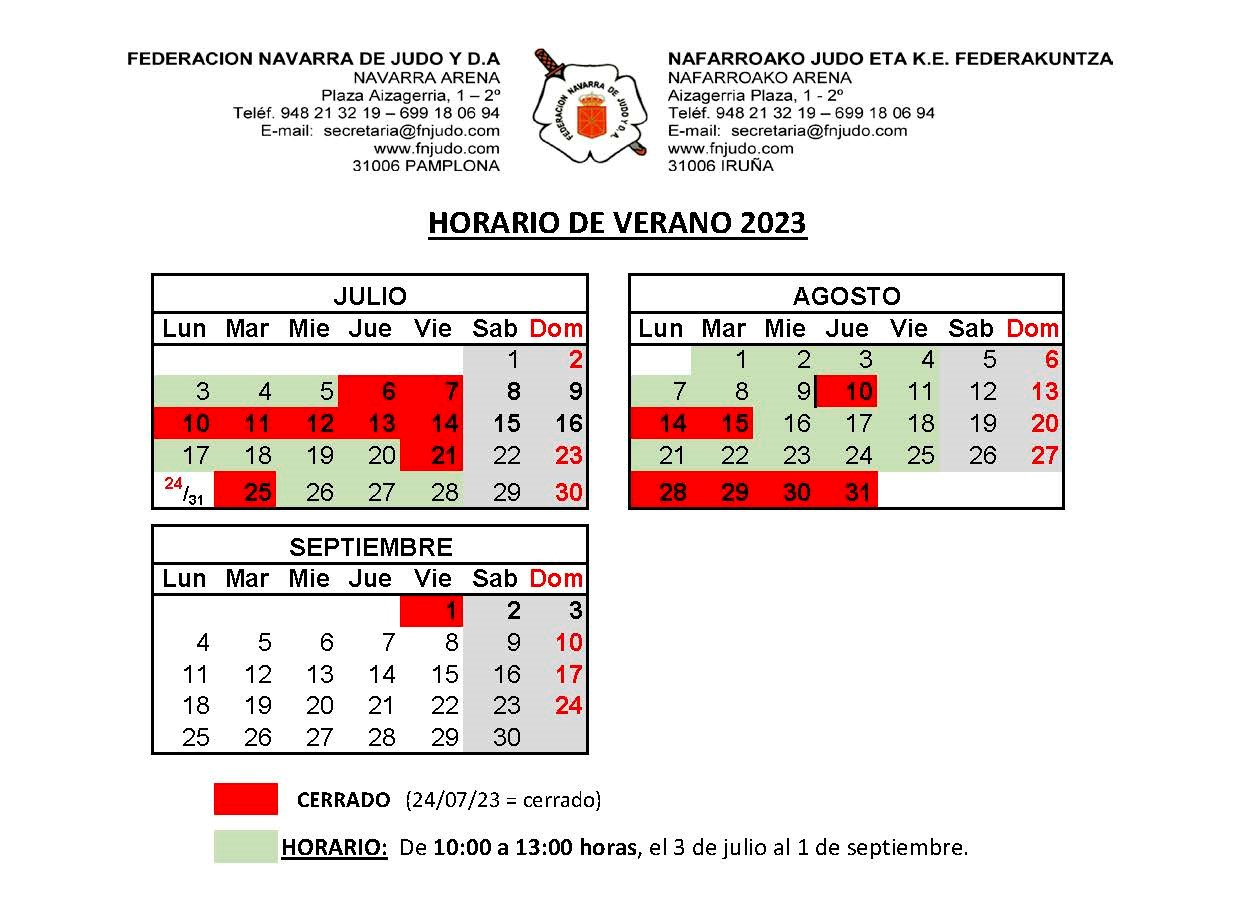 HORARIO DE VERANO 2023